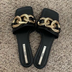 Zara gold chain slides
